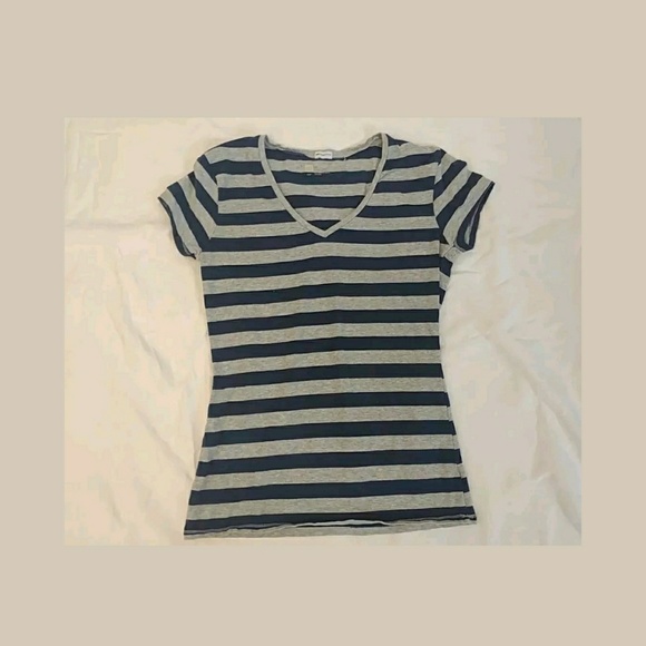 GAP Stretch sz S Short Sleeve Striped V-Neck - Picture 3 of 4